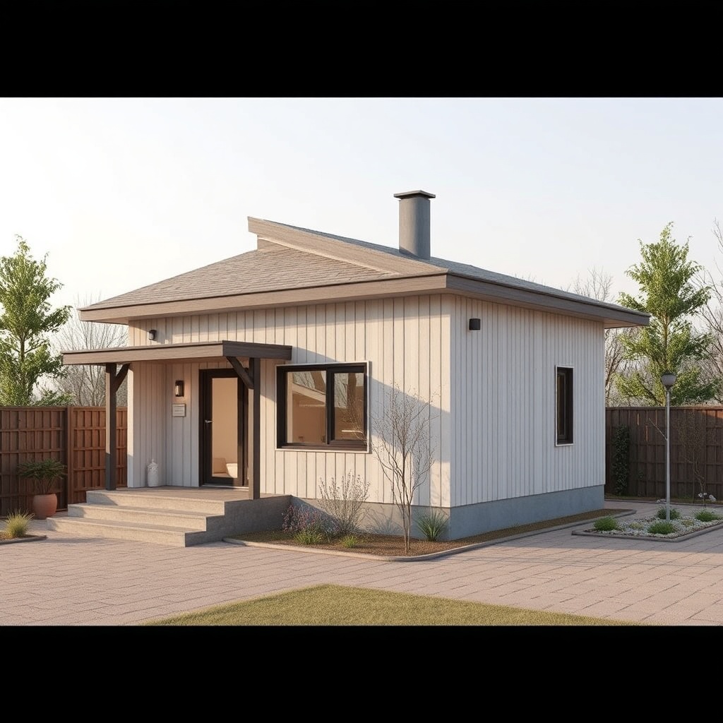 <Model A prefabrik evin temel çevresinde açılmış drenaj kanalı ve su geçirmez kaplama malz