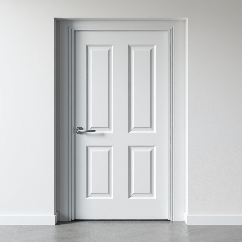<clean photorealistic photo of a prefab house door with water testing