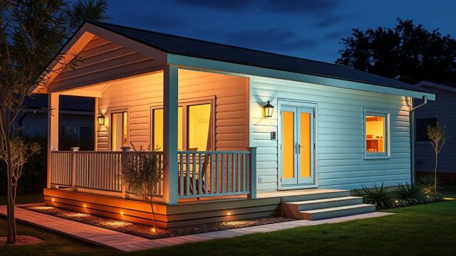 Prefabrik Ev Modeli A İçin Kapalı ve Açık Alan Aydınlatma Çözümleri