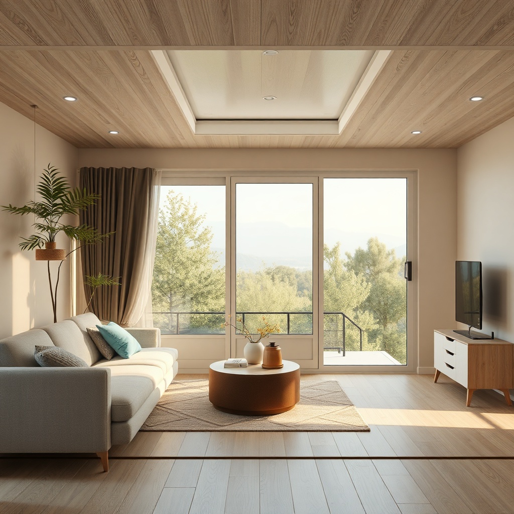 Model B prefabrik evin ferah oturma odası