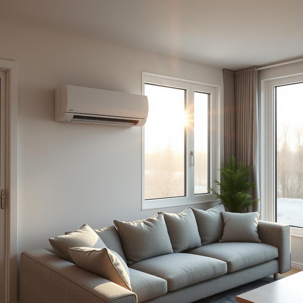 <clean photorealistic photo of a modern living room interior within a prefabrik ev Model B